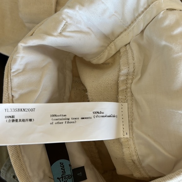 Anthropologie Eva Franco Wide Leg Crop Chino Pants Cream High Rose Sz 4 NEW - Picture 12 of 14